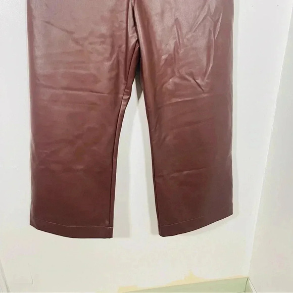 NWT Anthropologie Colette Cropped Vegan Leather Pants Chocolate - Picture 7 of 9